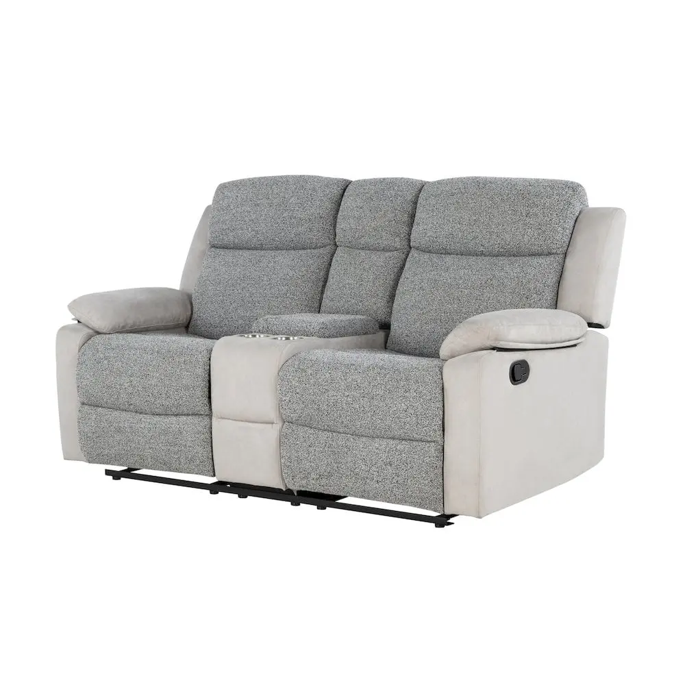 Global Furniture Grey Lt Grey Console Reclining Loveseat Global Furniture USA