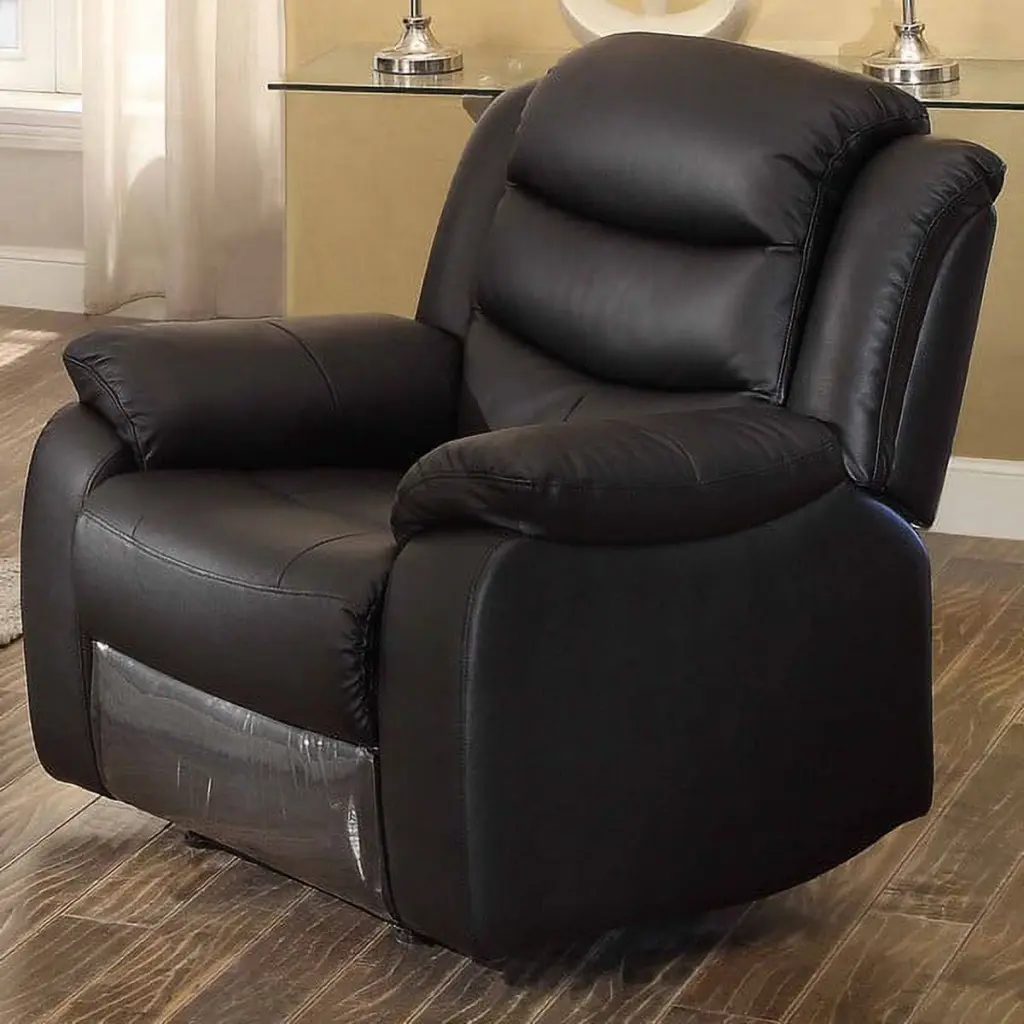 Black Transitional Leather Match Glider Reclining Loveseat Comfortable Sofa HomeRoots