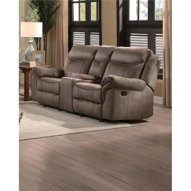 Lexicon Aram Transitional Microfiber Double Glider Reclining Love Seat Brown