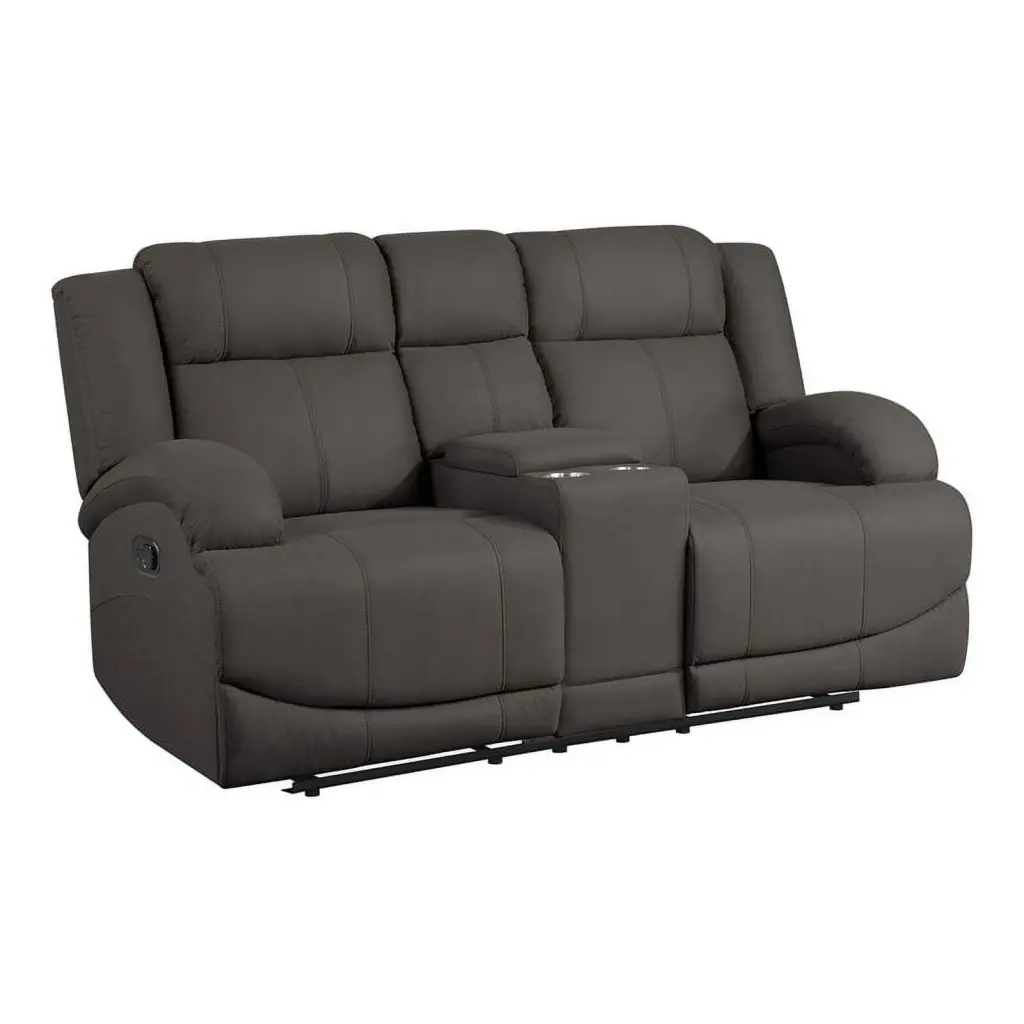 Lexicon Camryn Fabric Double Reclining Loveseat Center Console Chocolate