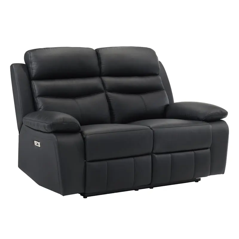 Lexicon Hancock Leather Power Double Reclining Love Seat Black