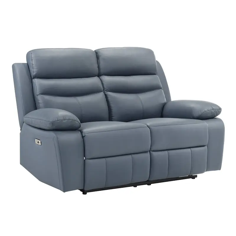 Lexicon Hancock Leather Power Double Reclining Love Seat Blue