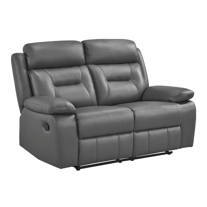 Lexicon Laconia Leather Double Reclining Love Seat Dark Gray Modern Living Room