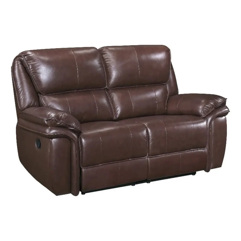 Lexicon Lyman Brown Leather Match Double Reclining Loveseat Lay Flat