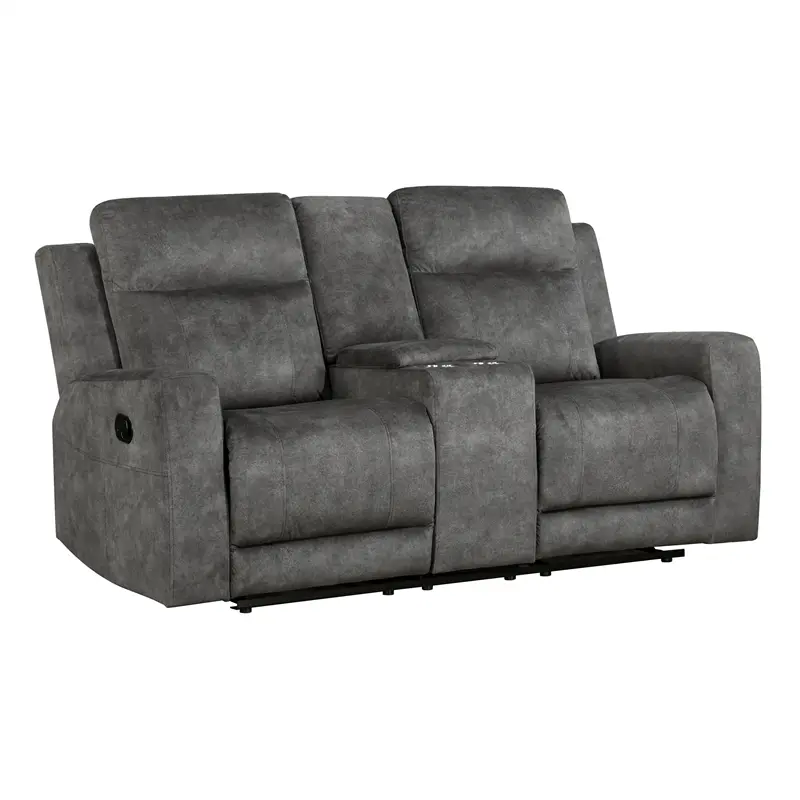 Lexicon Yates Microfiber Double Reclining Love Seat Brownish Gray