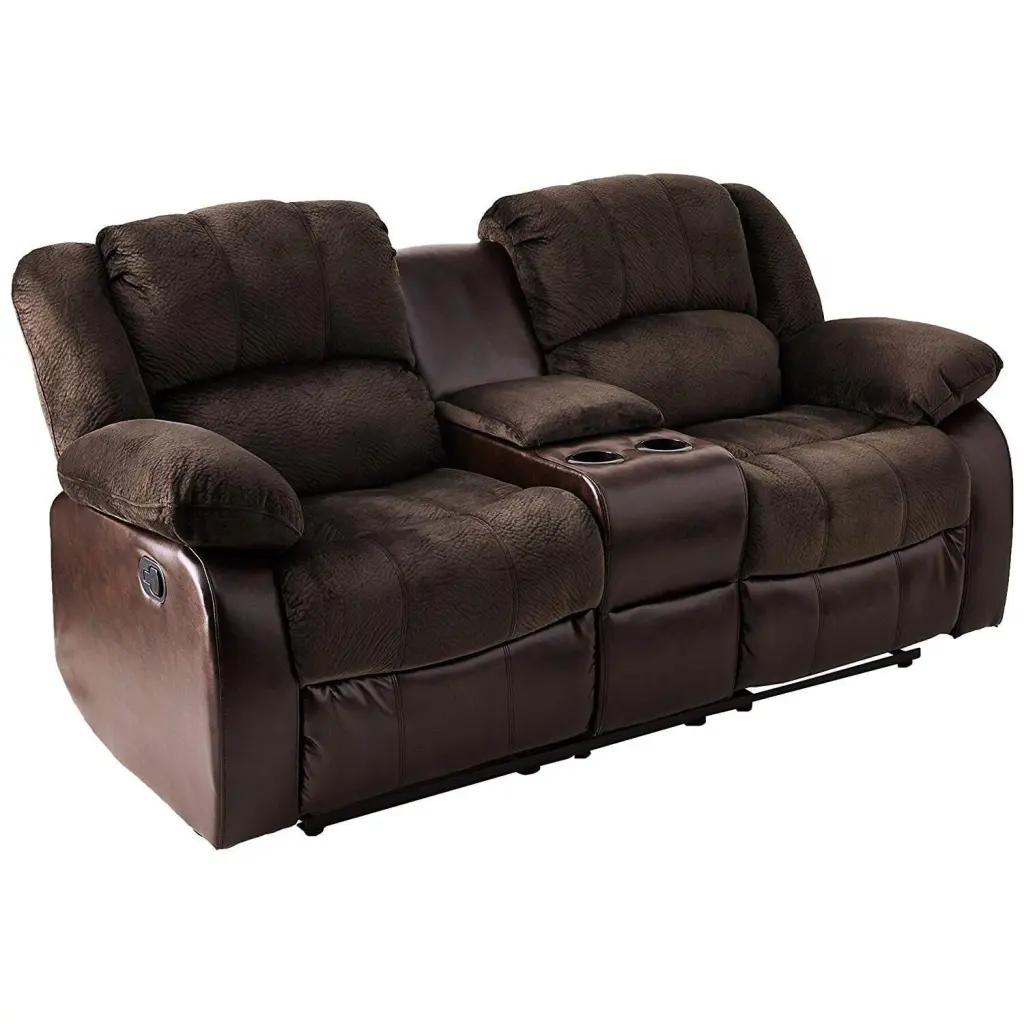 Nathaniel Home Champion & Pu Motion Loveseat 2 Reclining Seats and Console
