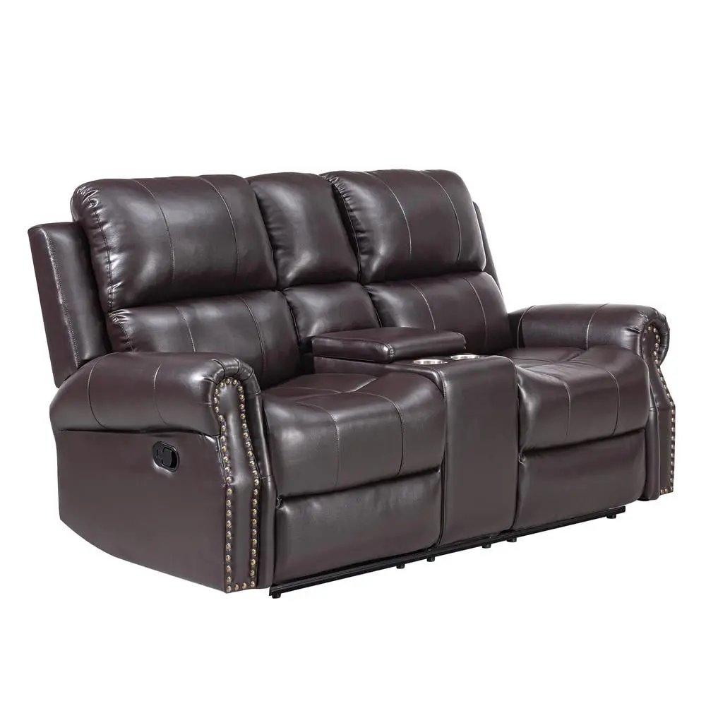 New Classic Furniture Sierra Console Loveseat W/ Dual Recliners-Brown