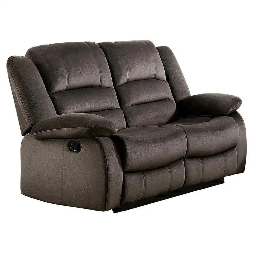 Pemberly Row Transitional Microfiber Double Reclining Loveseat Chocolate - Plush Living Room Seating