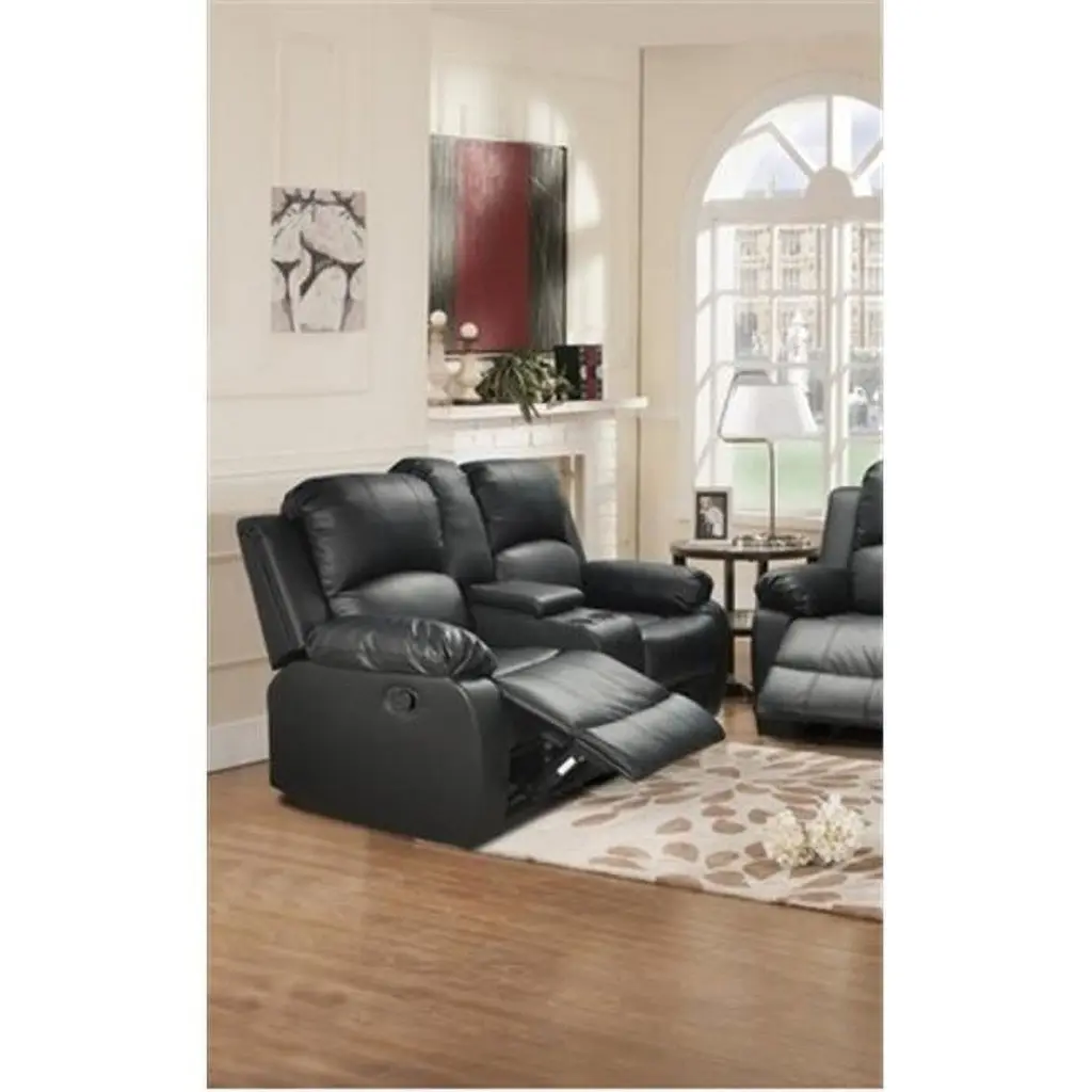 PonLiving Furniture Utica Reclining Loveseat Black 40 x 74.5 x 37 Pon Living Furniture Inc