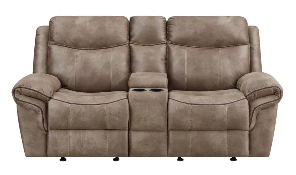 Steve Silver Gray Faux Suede Reclining Loveseat Console Steve Silver Co.