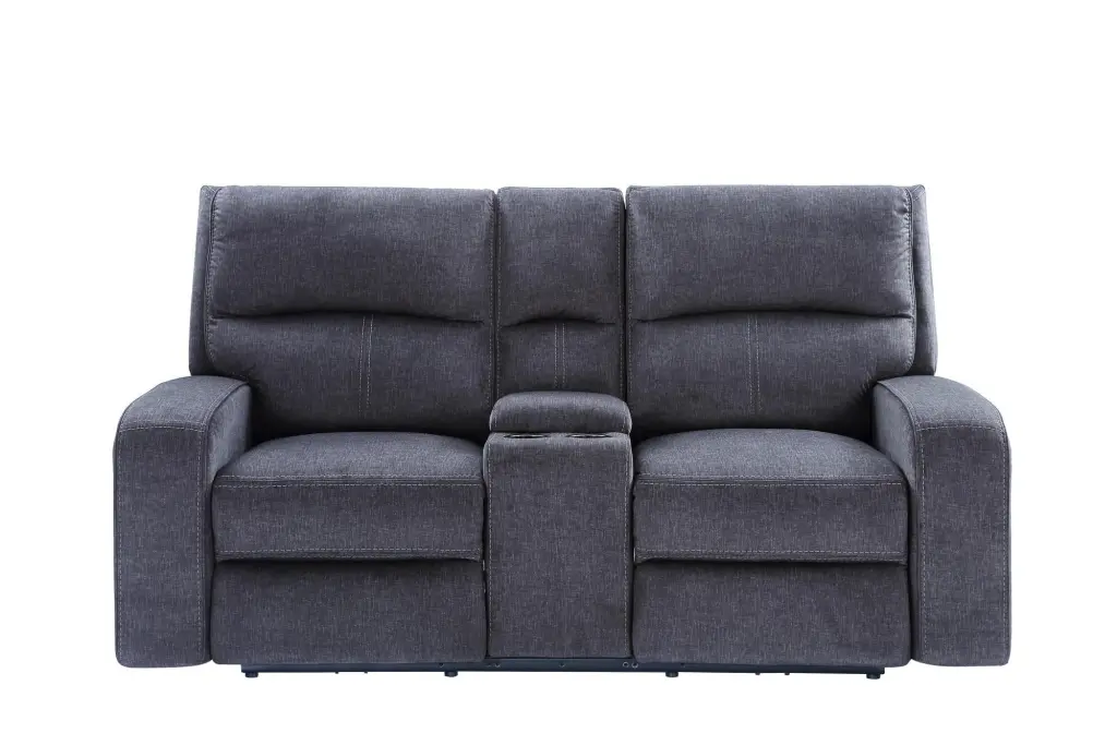 Steve Silver Lovell Reclining Loveseat Console and USB Charging Station Gray Steve Silver Co.