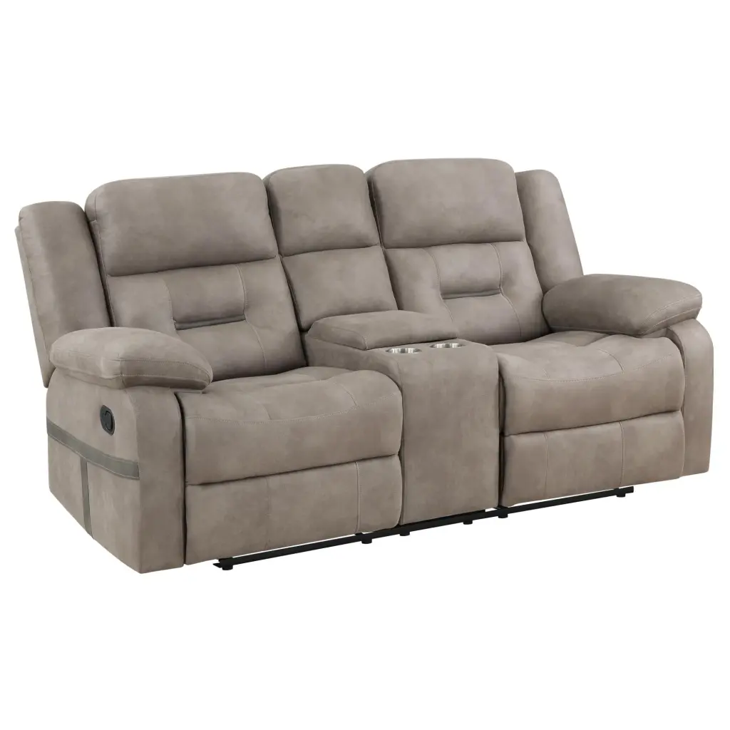 Steve Silver Tan Transitional Upholstered Recliner Loveseat Console Steve Silver Co.