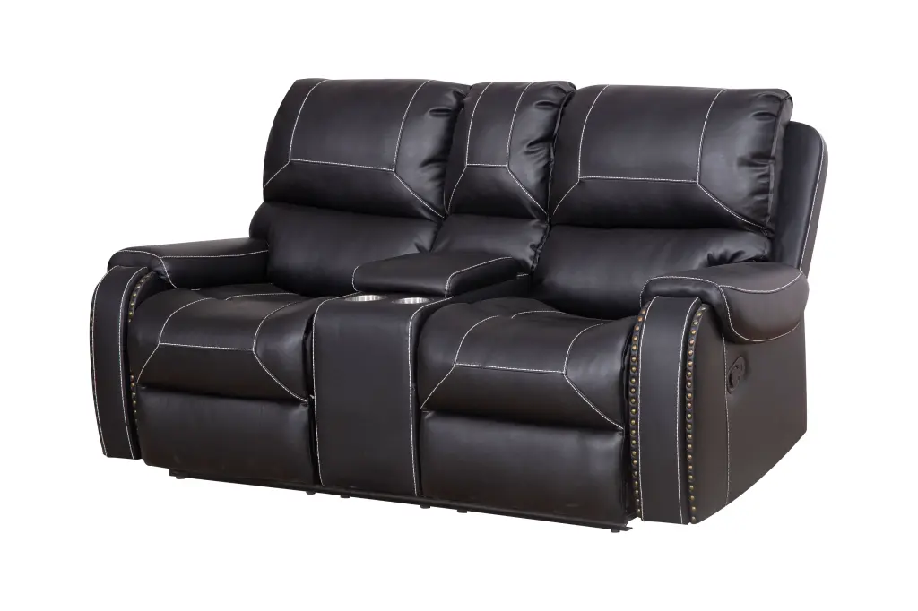 Faux Leather Reclining Sofa Couch Loveseat Living Room Black Wobythan