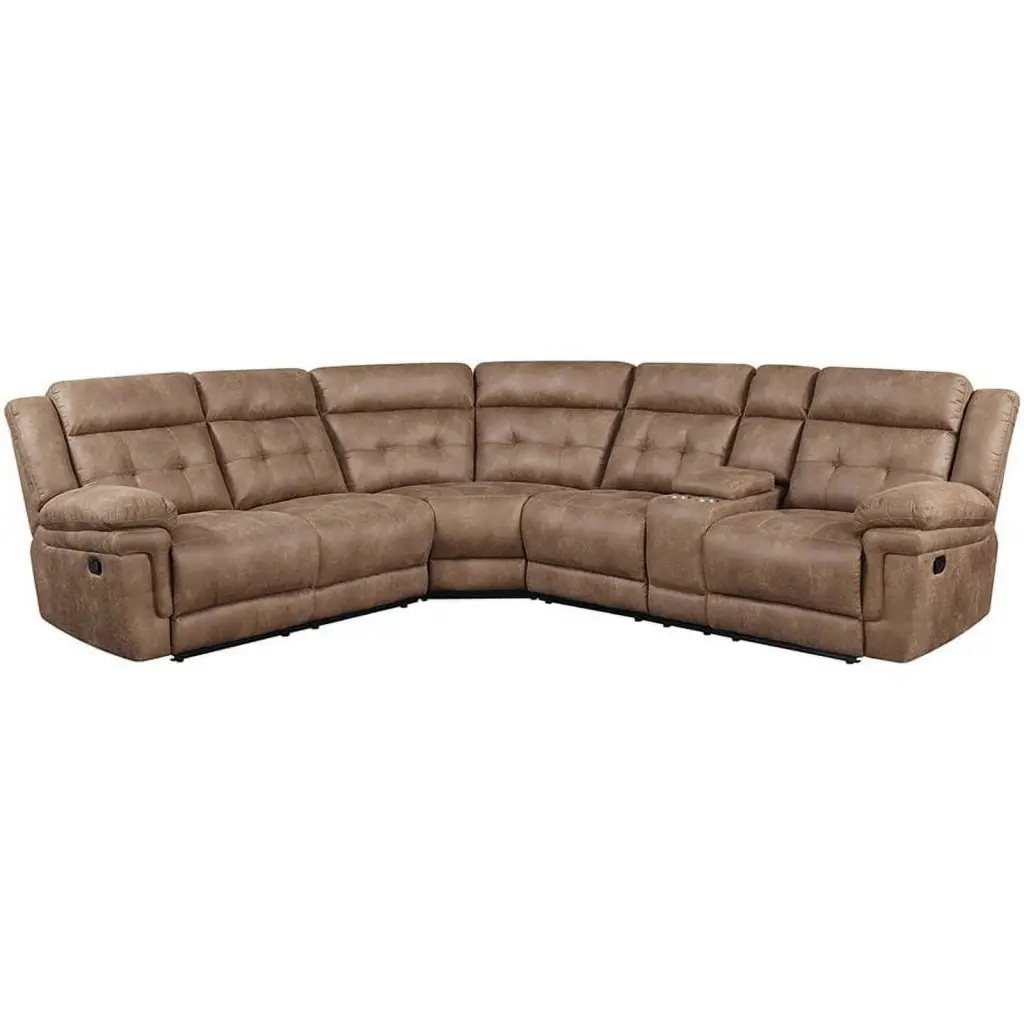 Bowery Hill Transitional 3-Piece Microfiber Reclining Sectional Cocoa Brown
