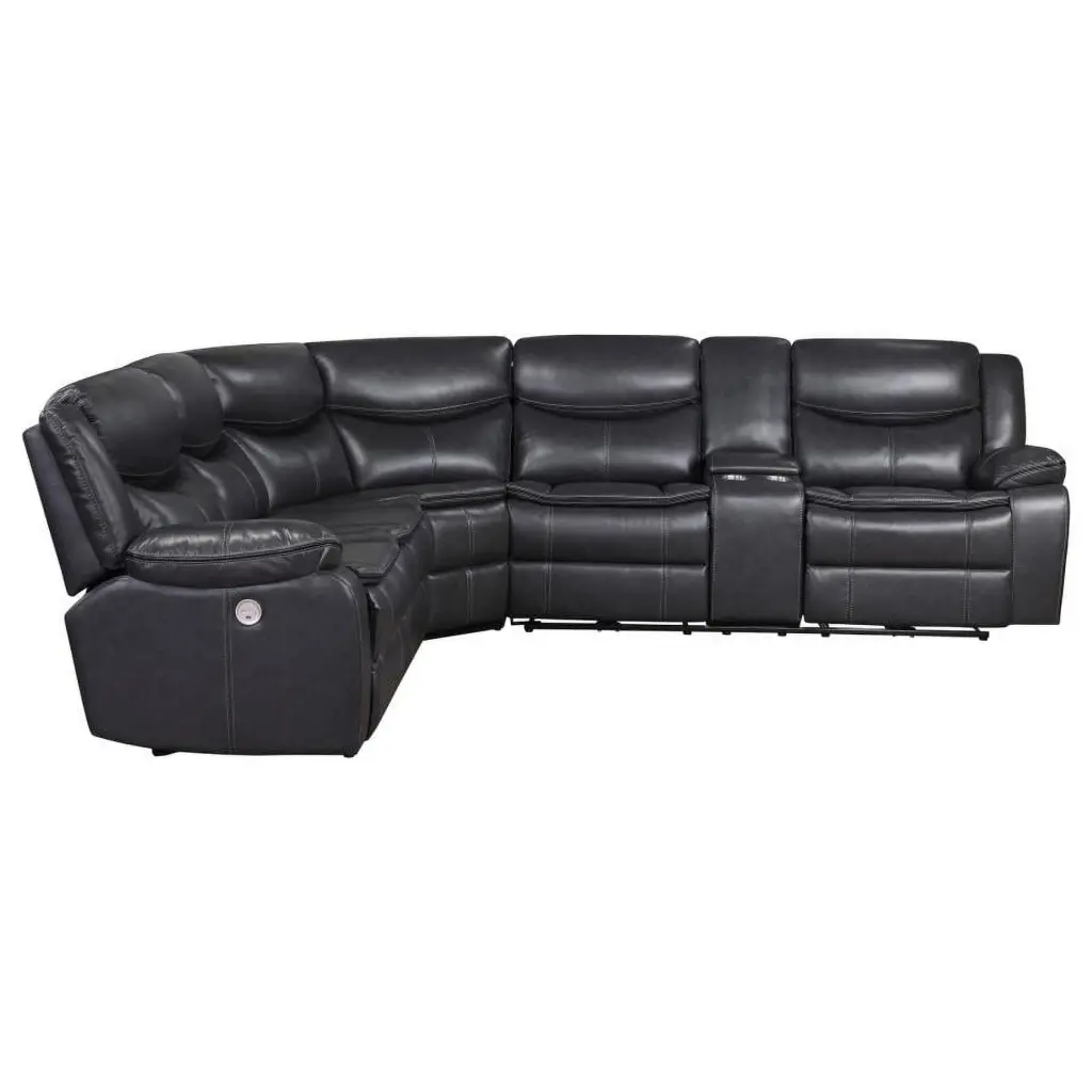 Coaster Sycamore Faux Leather Power Reclining Sectional Sofa Dark Gray Coaster Company