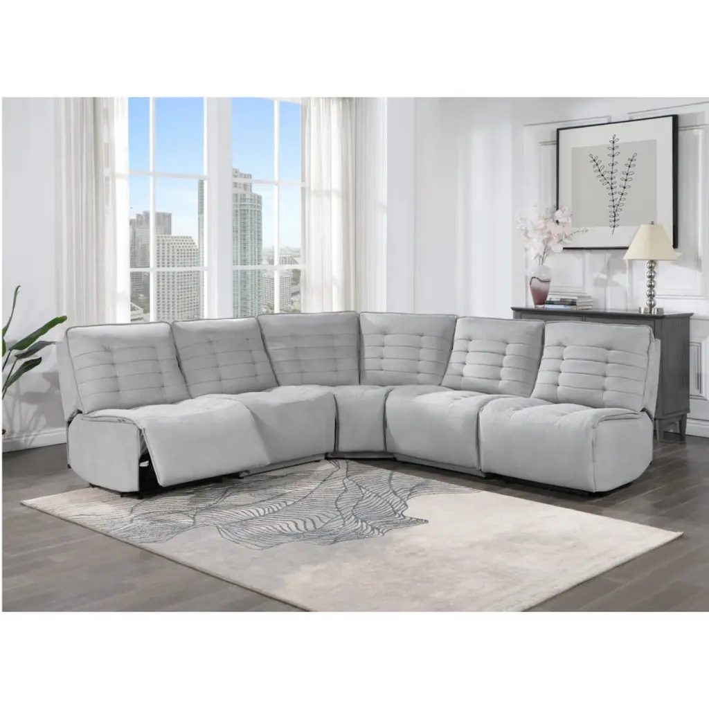 Global Furniture USA U6066 White Faux Leather 3-Piece Power Reclining Sectional Sofa