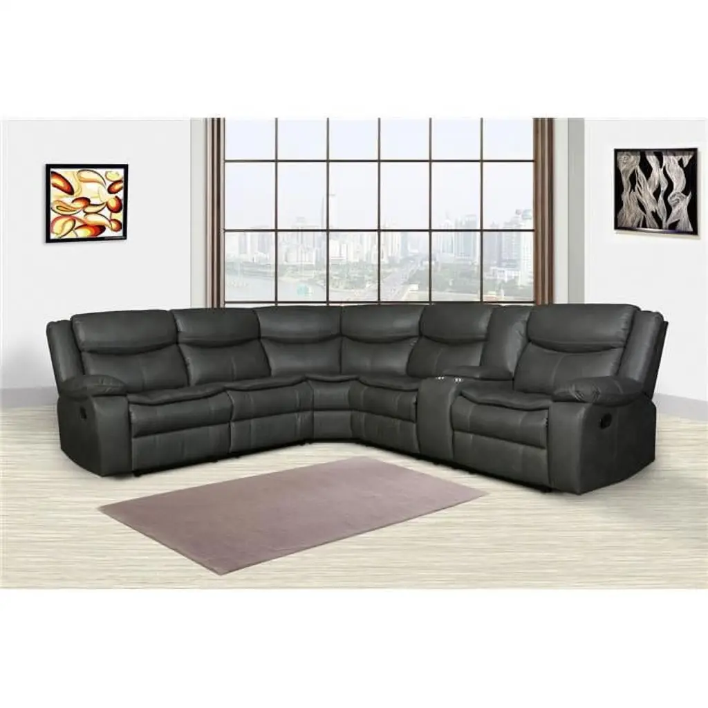 HomeRoots 366310 Gray Reclining Sectional - Adjustable 92-106 Inch Sofa Comfortable Recliners