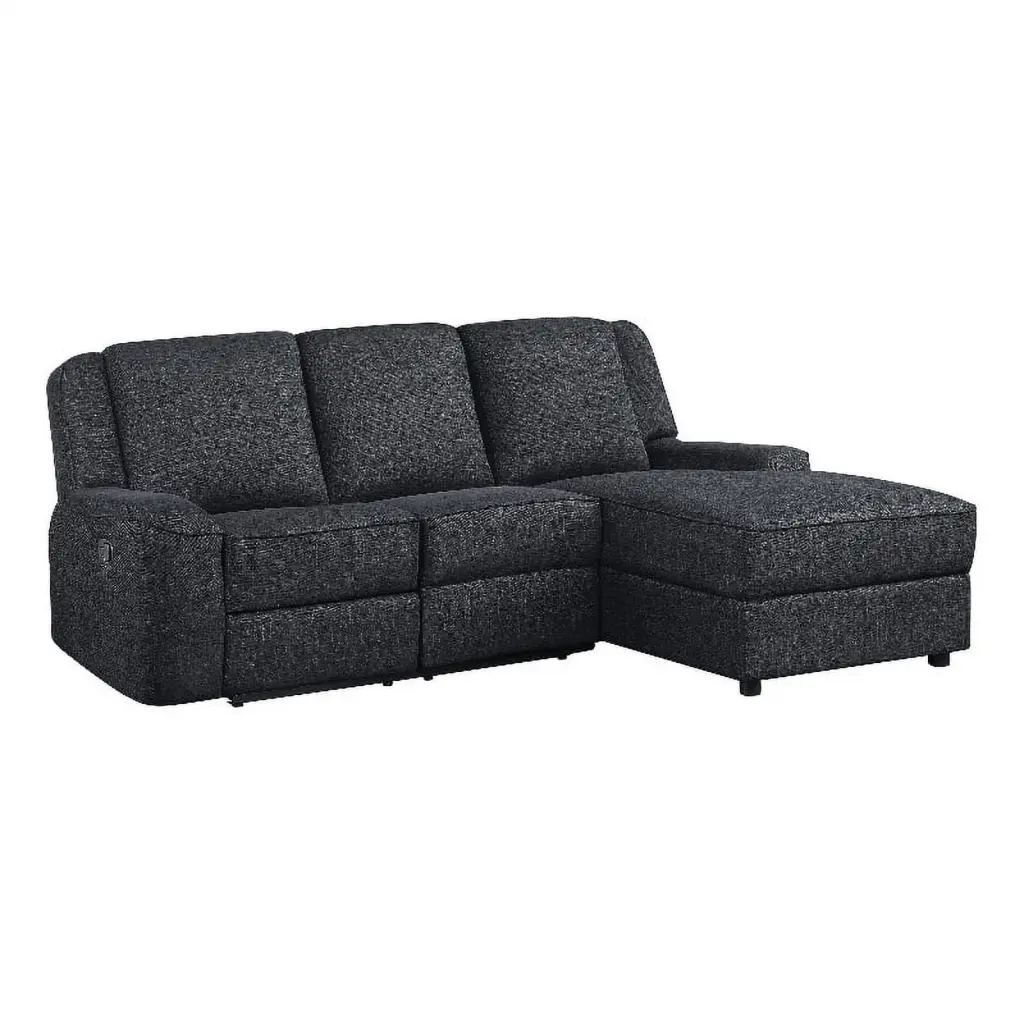 Lexicon Monterey 2-Piece Chenille Reclining Sectional Right Chaise Ebony