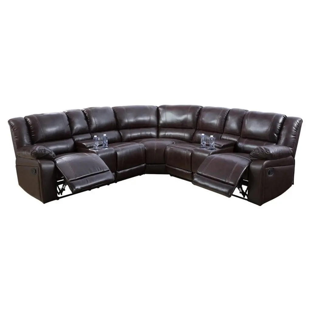 Star Home Living Corp Traditional Faux Leather Reclining Sectional Espresso