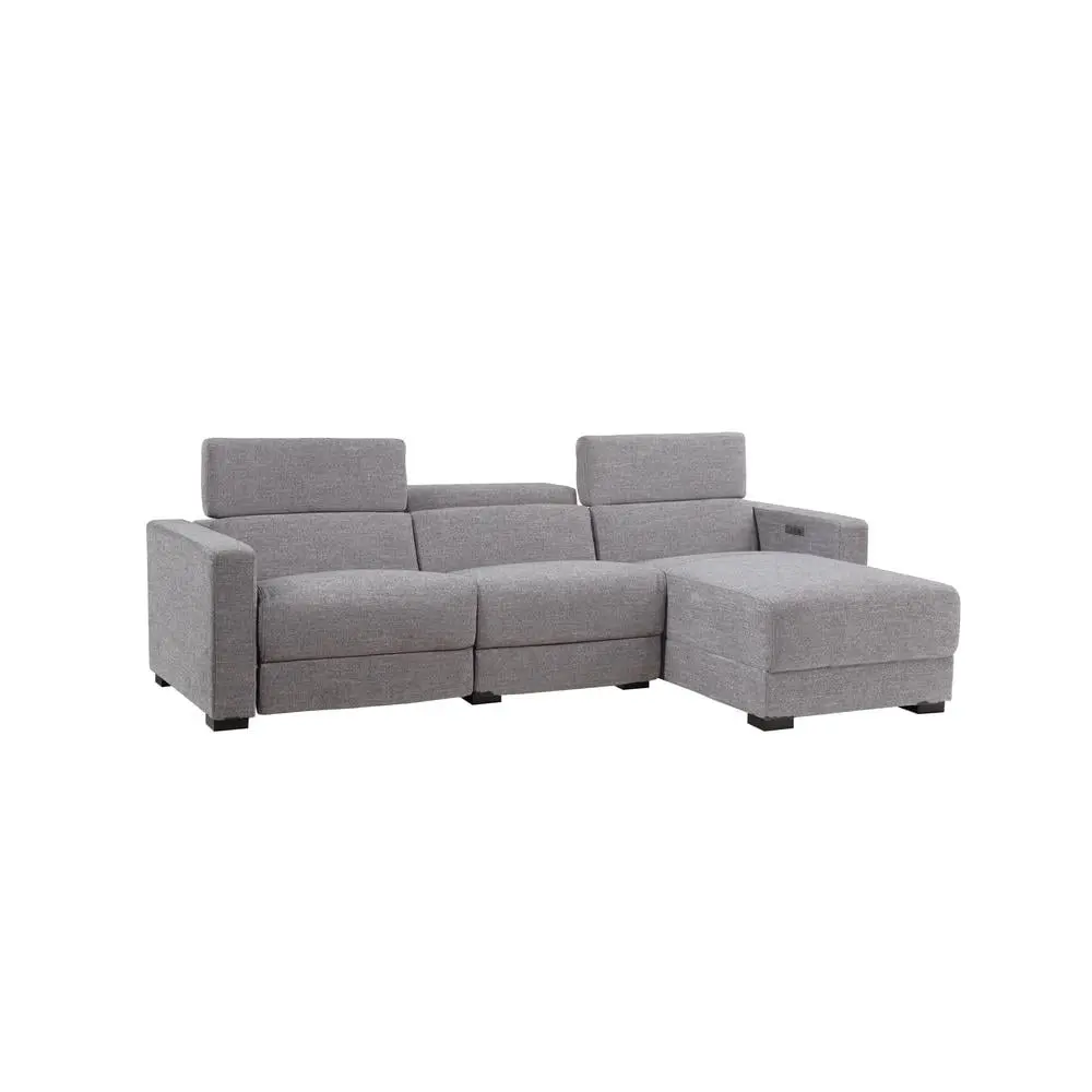 Zara Light Gray Polyester Fabric Power Reclining Sectional Steve Silver Company