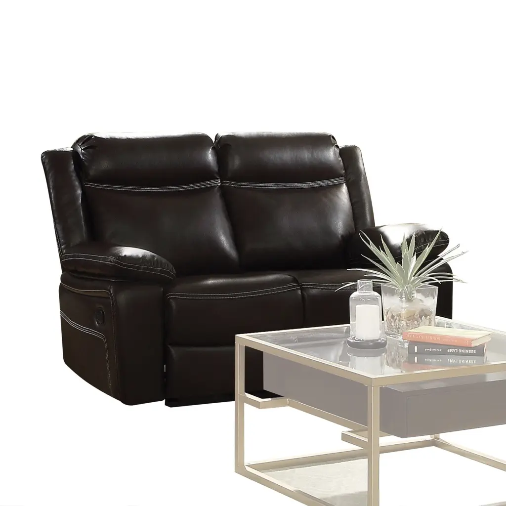 ACME Corra Faux Leather Reclining Loveseat Espresso Acme Furniture