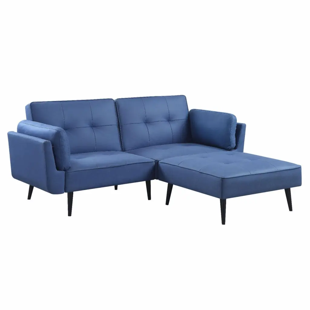 ACME Nafisa Upholstered Adjustable Sofa Ottoman Blue Fabric - Modern Living Room Furniture Acme Furniture