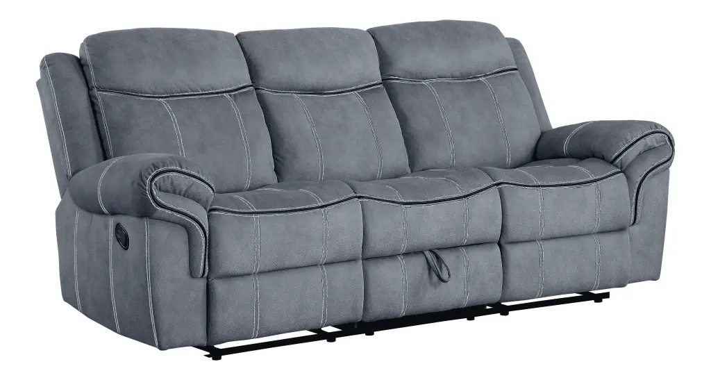 ACME Zubaida Velvet Reclining Sofa USB Dock 2-Tone Gray - Comfortable Living Room Couch Acme Furniture