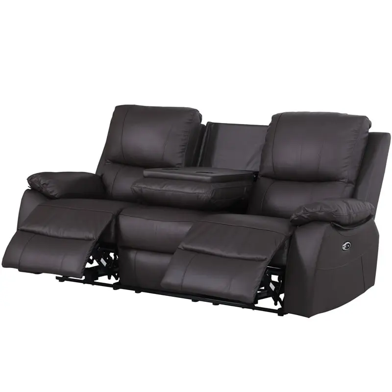 Alexent Recliner Leather Sofa 3 Seater Power Reclining Cupholder Brown