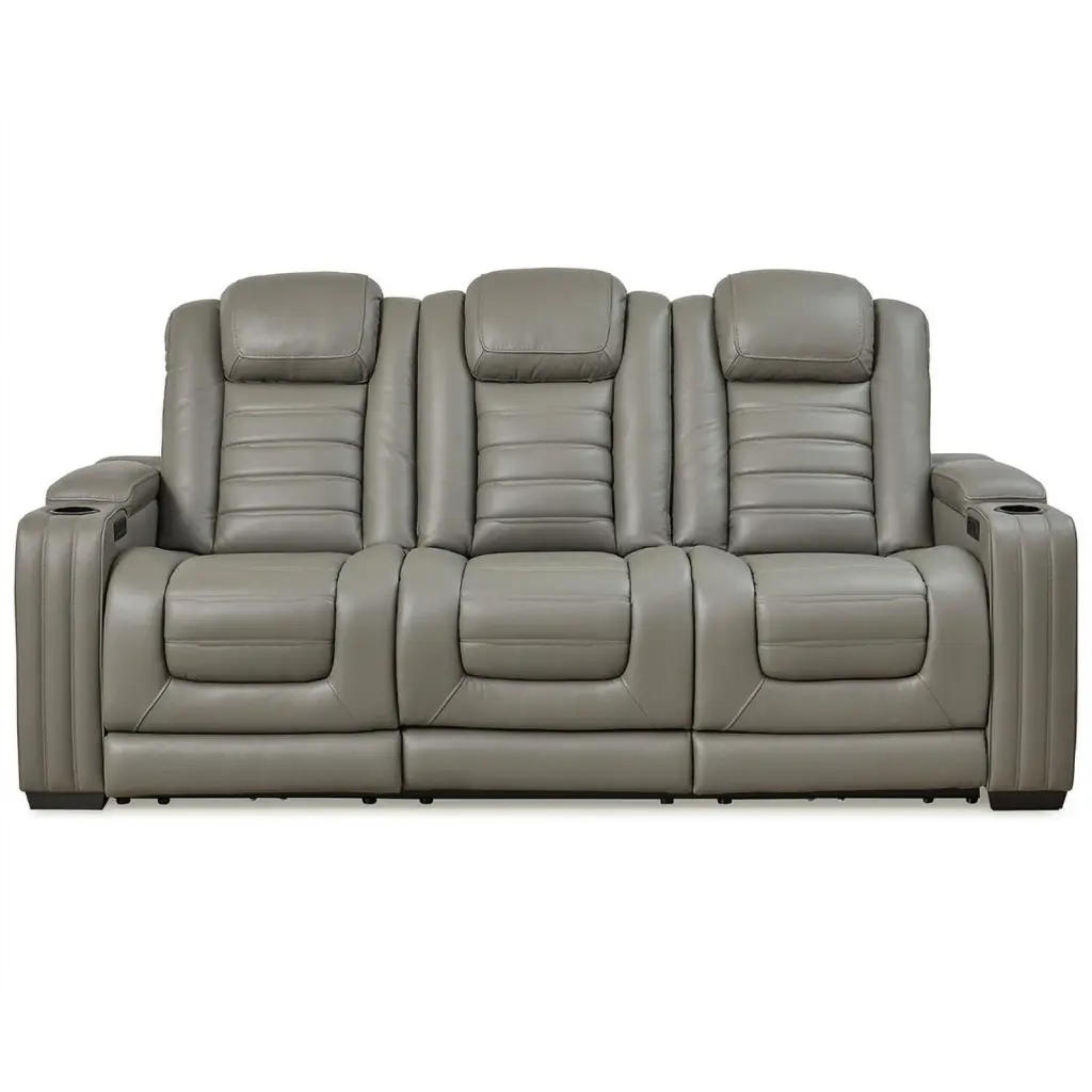 Ashley Furniture Backtrack Leather Reclining Sofa Headrest Light Gray - Comfortable Recliner