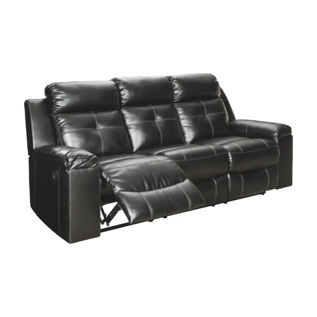 Signature Design Ashley Kempten Reclining Sofa Black Ashley Furniture