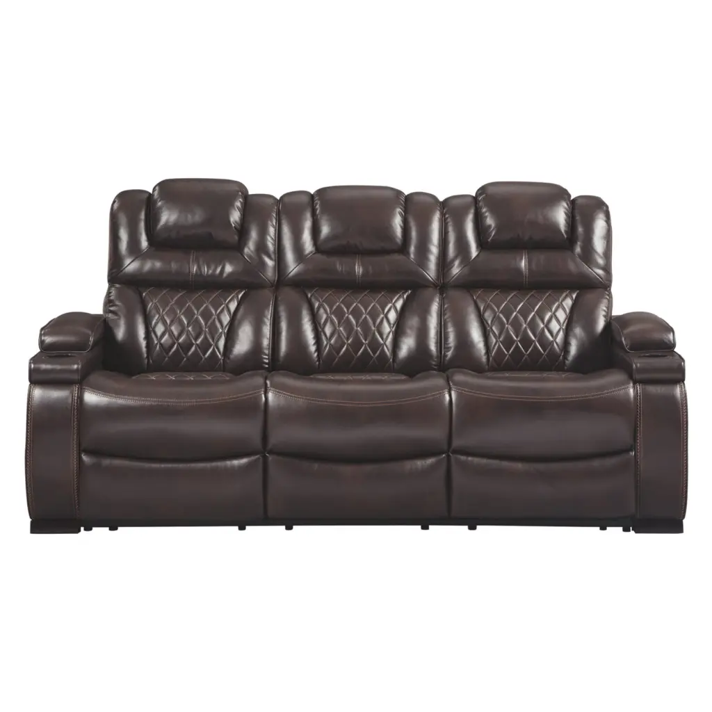 Signature Design Ashley Warnerton Power Reclining Sofa Chocolate - Comfortable Recliner Sofa Ashley Furniture