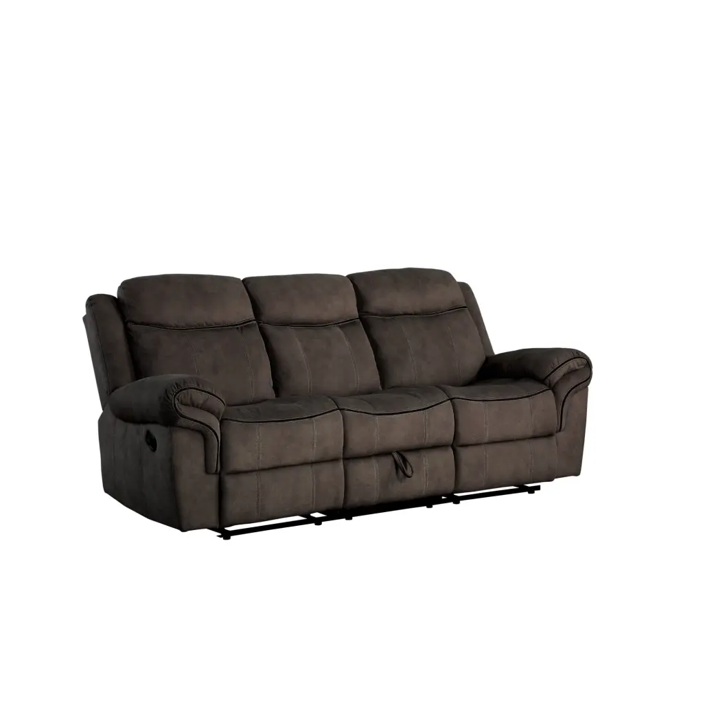 Velvet Upholstered Glider Sofa Reclining Motion Brown Benjara