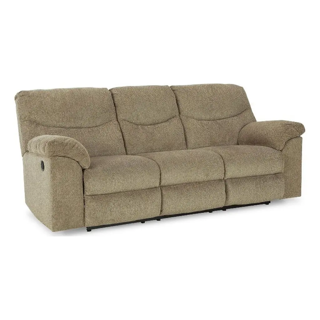 Bowery Hill Contemporary Fabric Reclining Sofa Light Brown