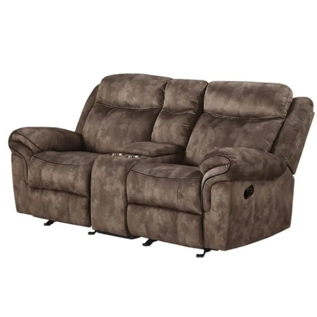 Bowery Hill Modern Velvet Reclining Loveseat USB Dock Chocolate