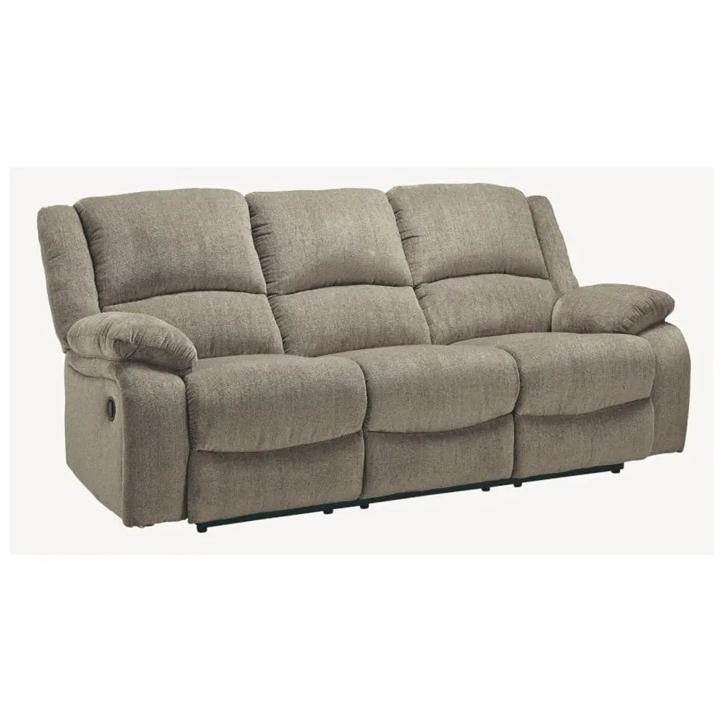 Bowery Hill Reclining Sofa Pewter Gray Fabric Power Headrests