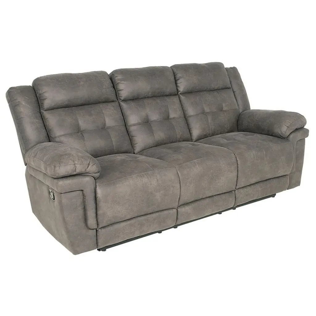 Bowery Hill Transitional Fabric Reclining Sofa Gray Power Lumbar Support