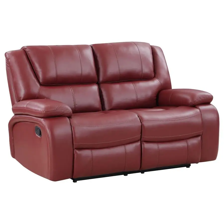 Camila Upholstered Motion Reclining Loveseat Red Faux Leather Coaster Company