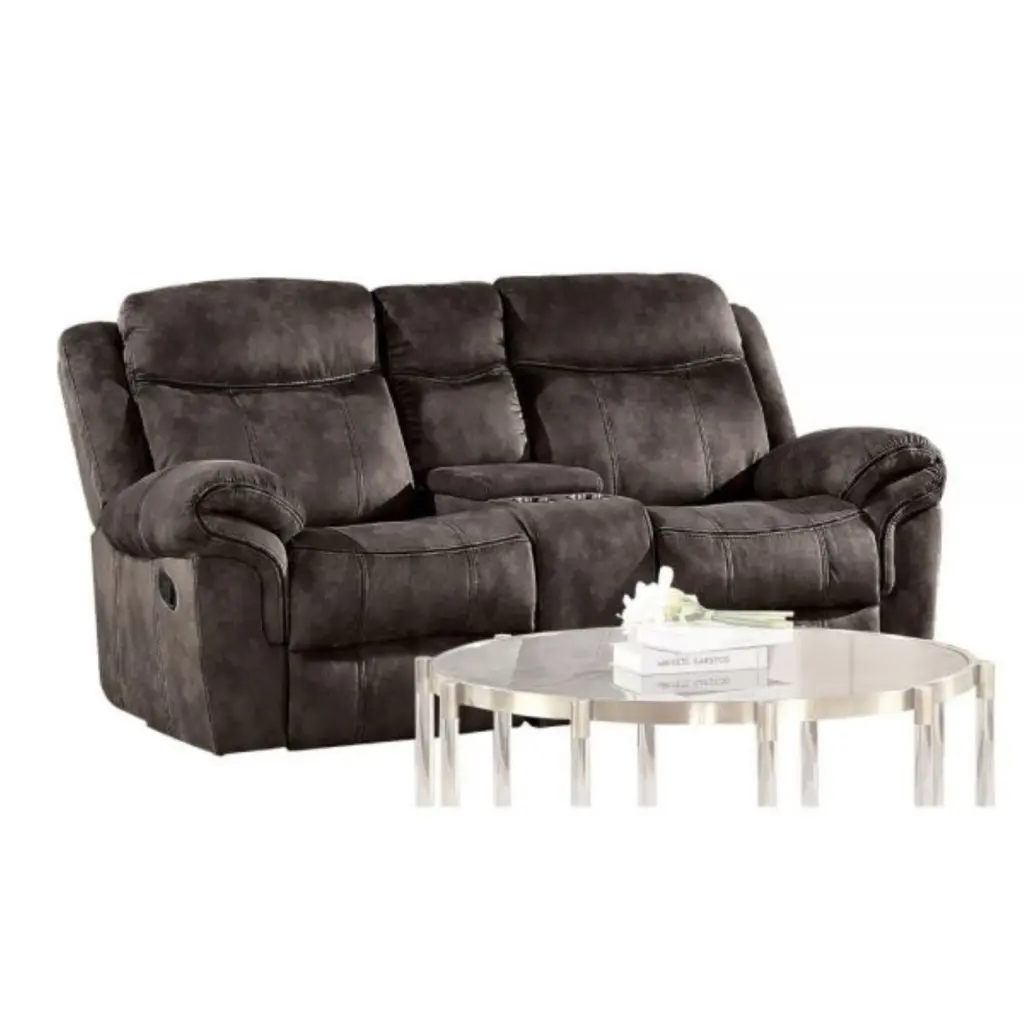 Ergode Loveseat USB Dock & Console Glider & Motion 2-Tone Chocolate Velvet