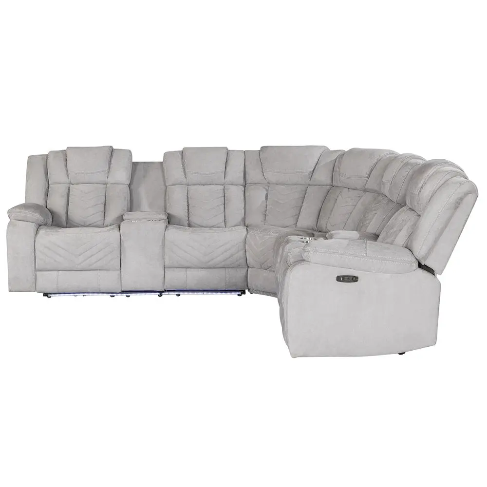 Global Furniture Ash Left Power Console Loveseat Wireless Charger and LED - High-Tech Sofa Global Furniture USA