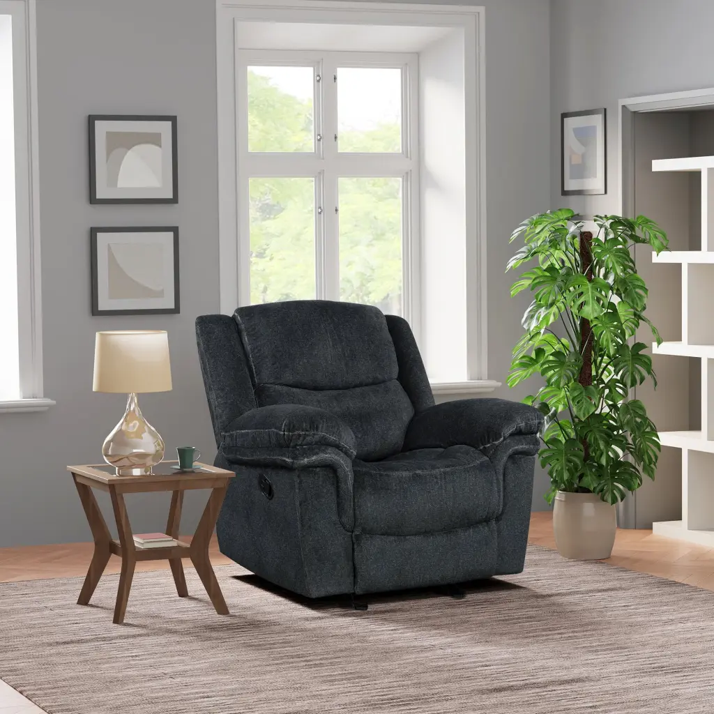 Home Theater Seating Manual Reclining Sofa Living Room Bedroom Dark Blue Jamini