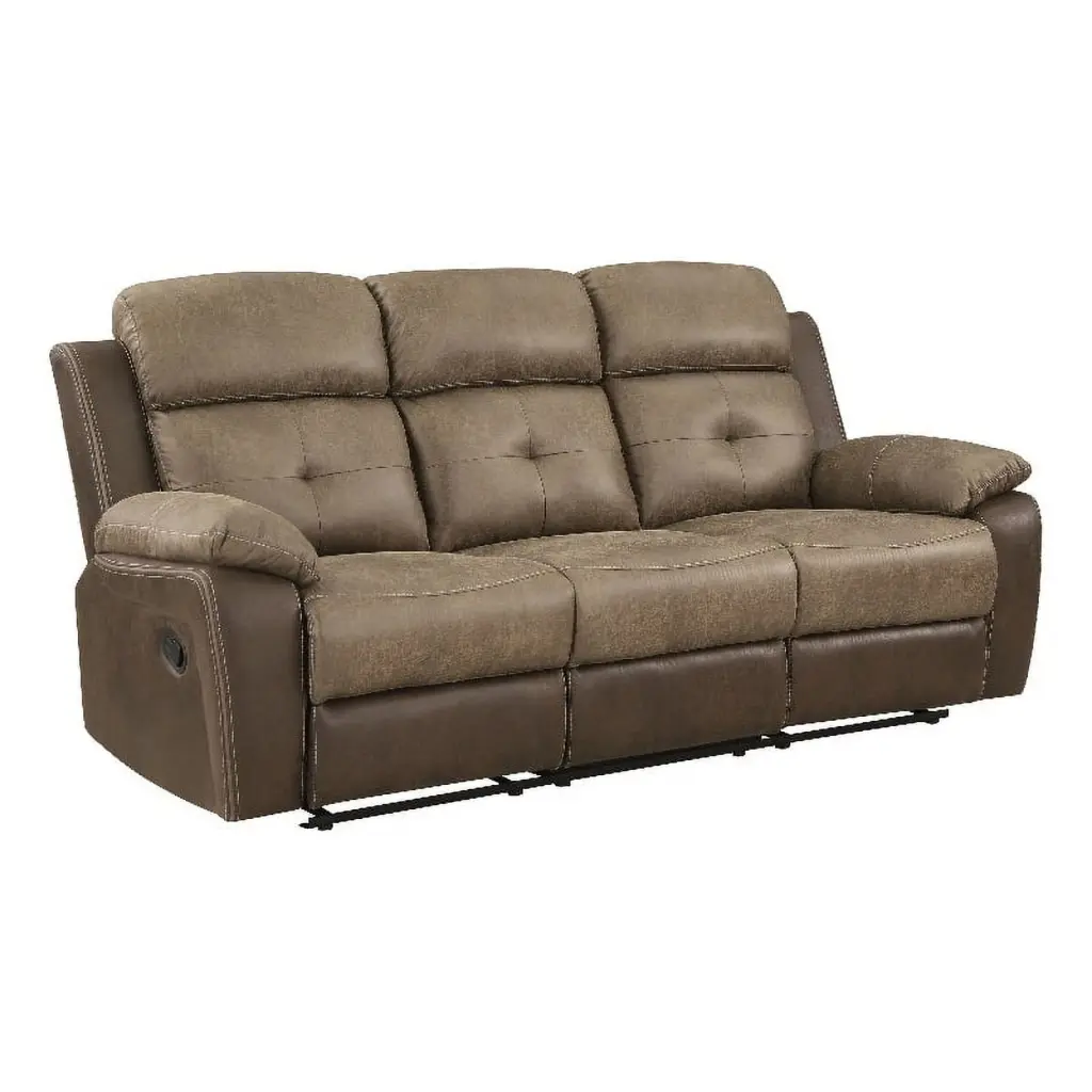 Lexicon Glendale Polished Microfiber Double Manual Reclining Sofa Brown