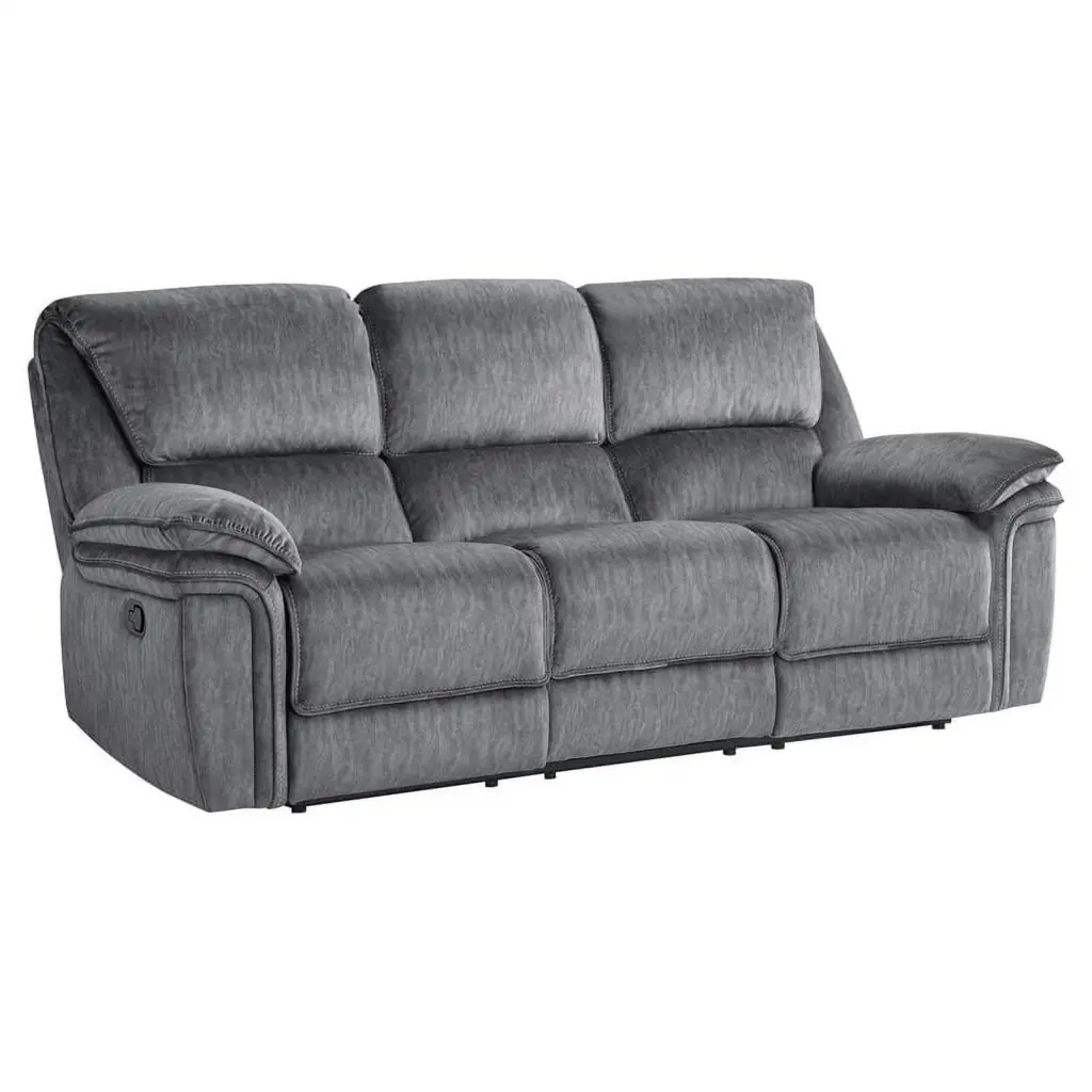 Lexicon 40 Gray Traditional Microfiber Double Reclining Sofa