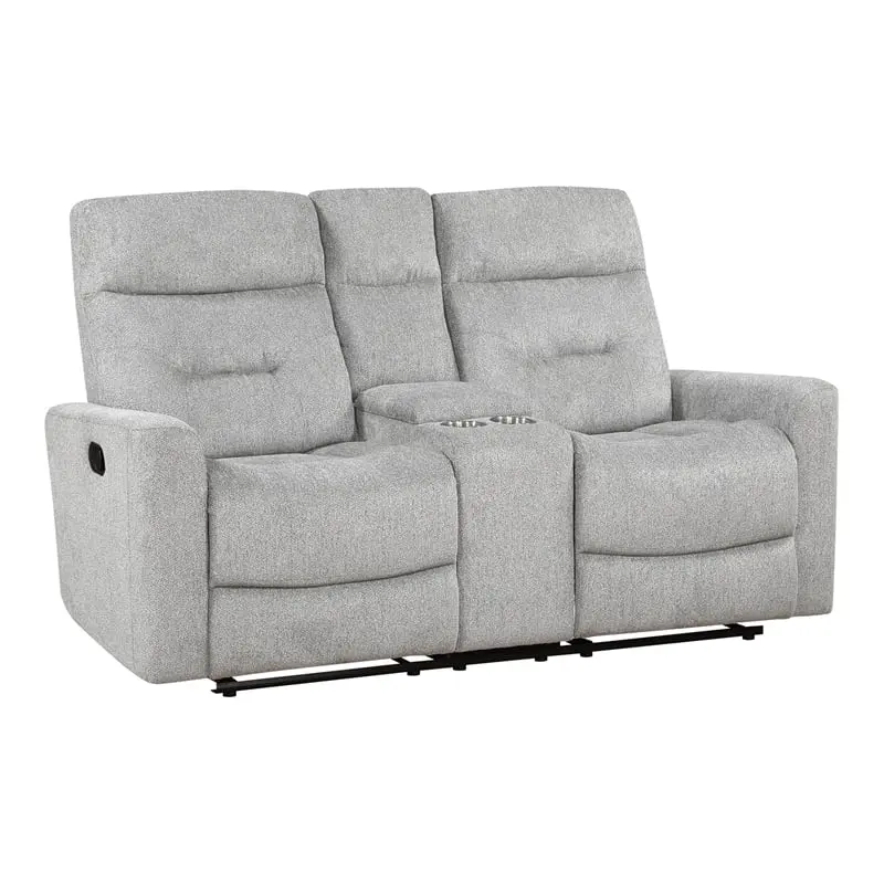 Lexicon Lyndon Chenille Double Reclining Love Seat Center Console Gray