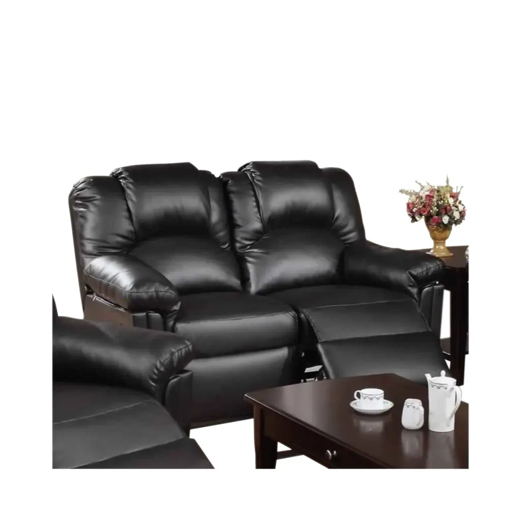 Maykoosh French Fabulous Bonded Leather Recliner Loveseat Black