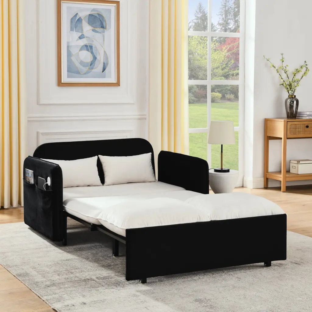 Miekor Velvet Recliner Sofa Bed Pull-Out Bed and USB Port