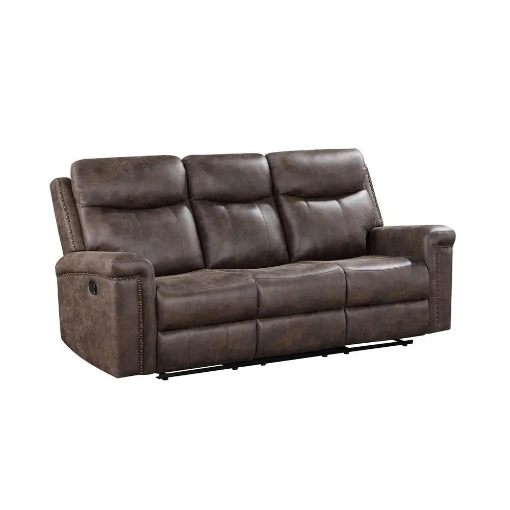 New Classic Furniture Quade Polyester Fabric Sofa Dual Recliner Mocha
