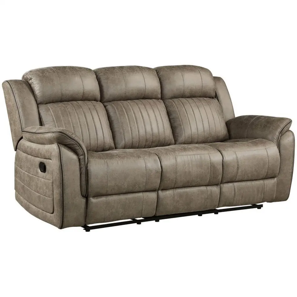 Pemberly Row 20.5 Sandy Brown Modern Microfiber Reclining Sofa