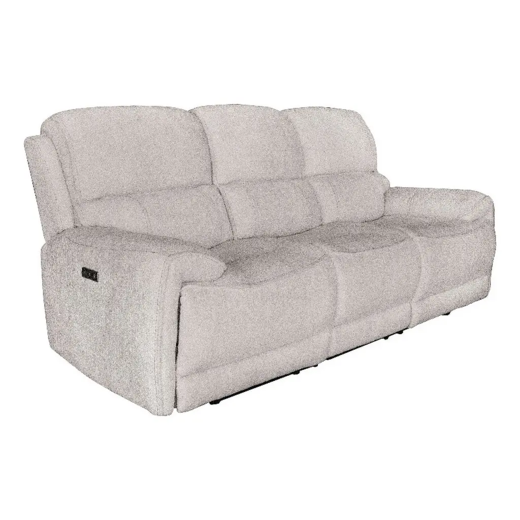 Pemberly Row Fabric Upholstered Power Reclining Sofa Light Gray
