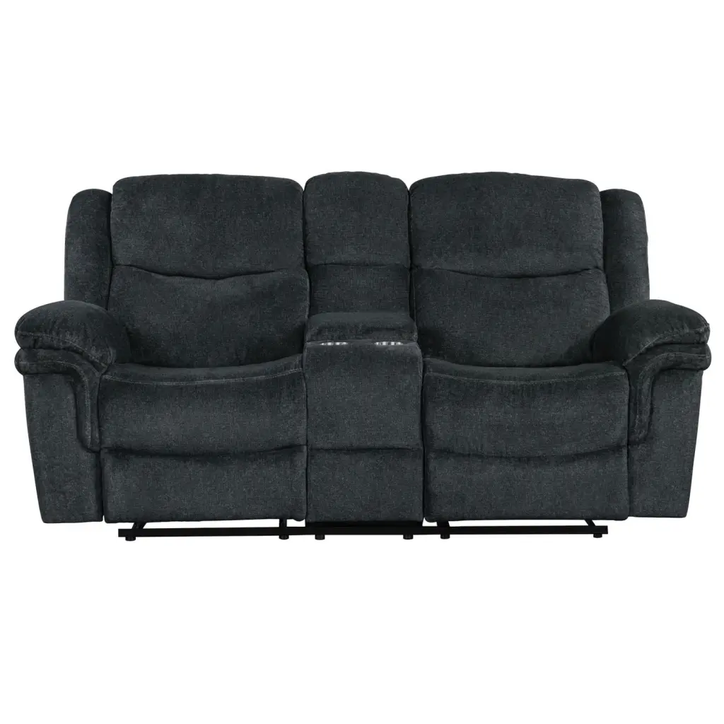 Dark Blue Manual Reclining Sofa Hide-Away Storage and USB Ports Ponnky