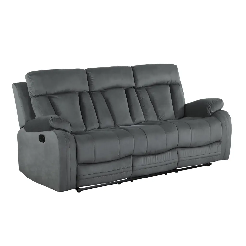 Stylish Gray Reclining Sofa Transitional Design Bella Fabric Art Deco Tufting Ponnky